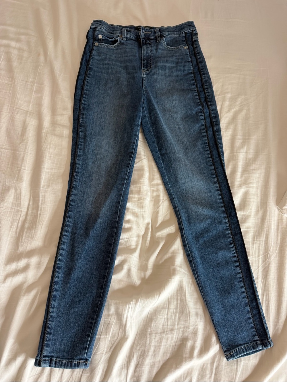 Banana Republic Dark Blue Skinny Jeans with Black Side Stripe